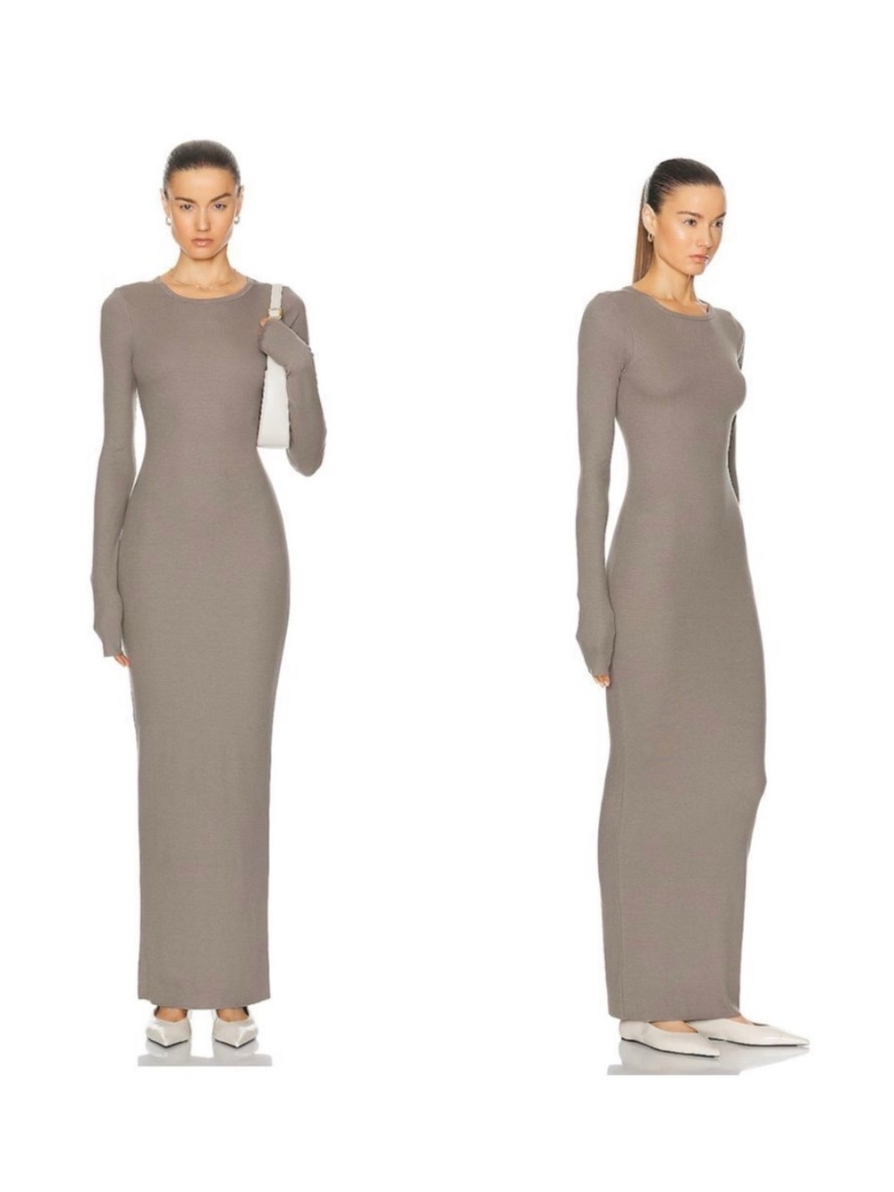 Eterne Taupe Long-Sleeve Maxi Dress